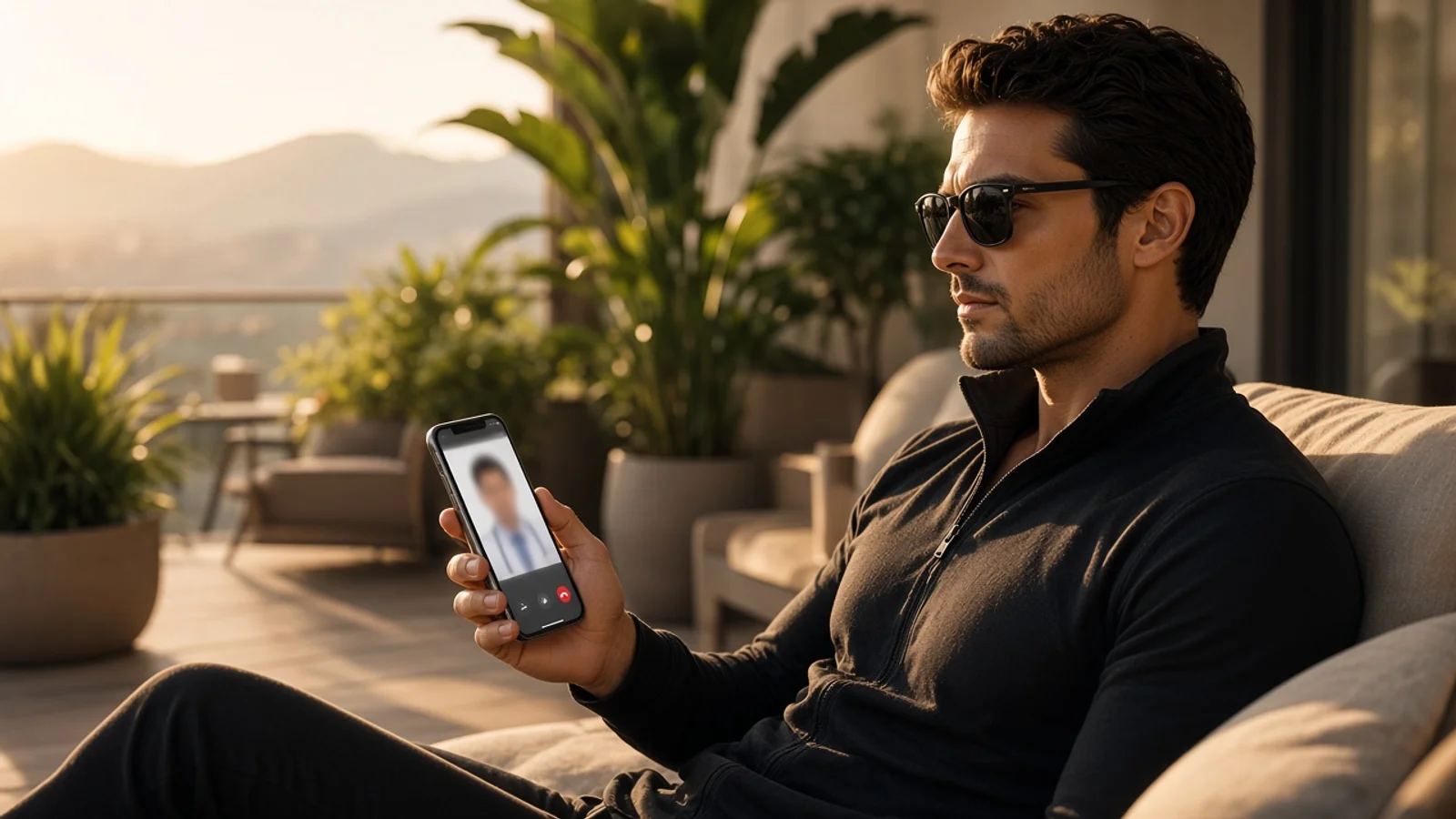 Adult reviewing care details on a phone