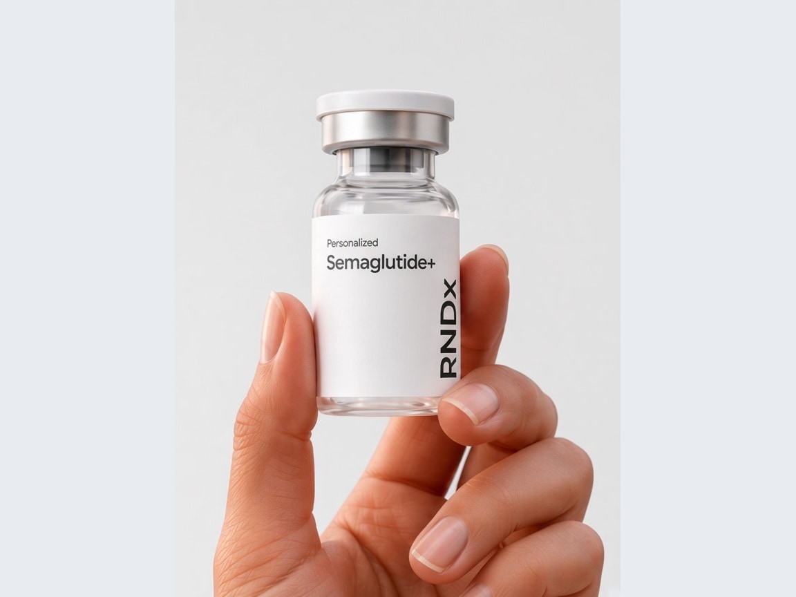 Hand holding a Semaglutide vial